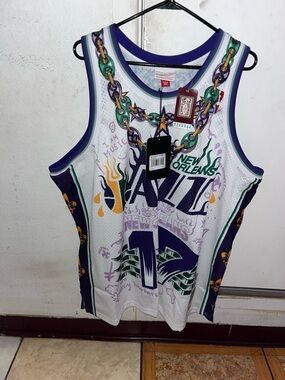 LIL WAYNE X YOUNG MONEY NEW ORLEANS JAZZ MITCHELL & NESS JERSEY BR NBA REMIX